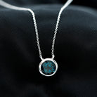 8 MM Solitaire London Blue Topaz Necklace in Bezel Setting London Blue Topaz - ( AAA ) - Quality - Rosec Jewels