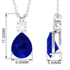 Created Blue Sapphire Teardrop Pendant Necklace Lab Created Blue Sapphire - ( AAAA ) - Quality - Rosec Jewels