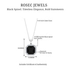 Asscher Cut Black Spinel Halo Pendant with Diamond Black Spinel - ( AAA ) - Quality - Rosec Jewels