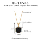 Asscher Cut Black Spinel Halo Pendant with Diamond Black Spinel - ( AAA ) - Quality - Rosec Jewels