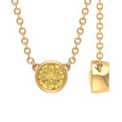 Round Shape Citrine Solitaire Necklace in Bezel Setting Citrine - ( AAA ) - Quality - Rosec Jewels