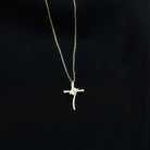 Moissanite Contemporary Bypass Cross Pendant in Gold Moissanite - ( D-VS1 ) - Color and Clarity - Rosec Jewels