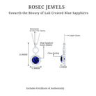 Lab-Created Blue Sapphire Halo Dangle Pendant with Moissanite Lab Created Blue Sapphire - ( AAAA ) - Quality - Rosec Jewels