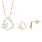 Simple Ethiopian Opal and Moissanite Triangle Jewelry Set Ethiopian Opal - ( AAA ) - Quality - Rosec Jewels