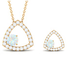 Simple Ethiopian Opal and Moissanite Triangle Jewelry Set Ethiopian Opal - ( AAA ) - Quality - Rosec Jewels