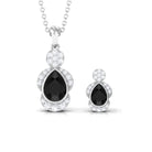 1.50 CT Black Onyx Dangle Jewelry Set with Diamond Stones Black Onyx - ( AAA ) - Quality - Rosec Jewels