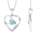 4 MM March Birthstone Aquamarine Solitaire Heart Knot Necklace Aquamarine - ( AAA ) - Quality - Rosec Jewels