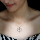 Natural Blue Sapphire Heart Cross Necklace for Women - Rosec Jewels