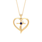 3 MM Blue Sapphire Cross Heart Necklace for Women Blue Sapphire - ( AAA ) - Quality - Rosec Jewels