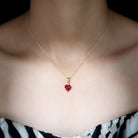 2 CT Created Ruby Heart Pendant Necklace with Zircon Lab Created Ruby - ( AAAA ) - Quality - Rosec Jewels