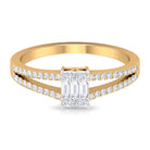 Split Shank Diamond Engagement Ring in Illusion Setting Diamond - ( HI-SI ) - Color and Clarity - Rosec Jewels