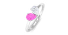 Created Pink Sapphire Toi Et Moi Promise Ring Lab Created Pink Sapphire - ( AAAA ) - Quality - Rosec Jewels