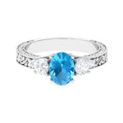 Solitaire Oval Cut Swiss Blue Topaz and Moissanite Gold Engagement Ring Swiss Blue Topaz - ( AAA ) - Quality - Rosec Jewels