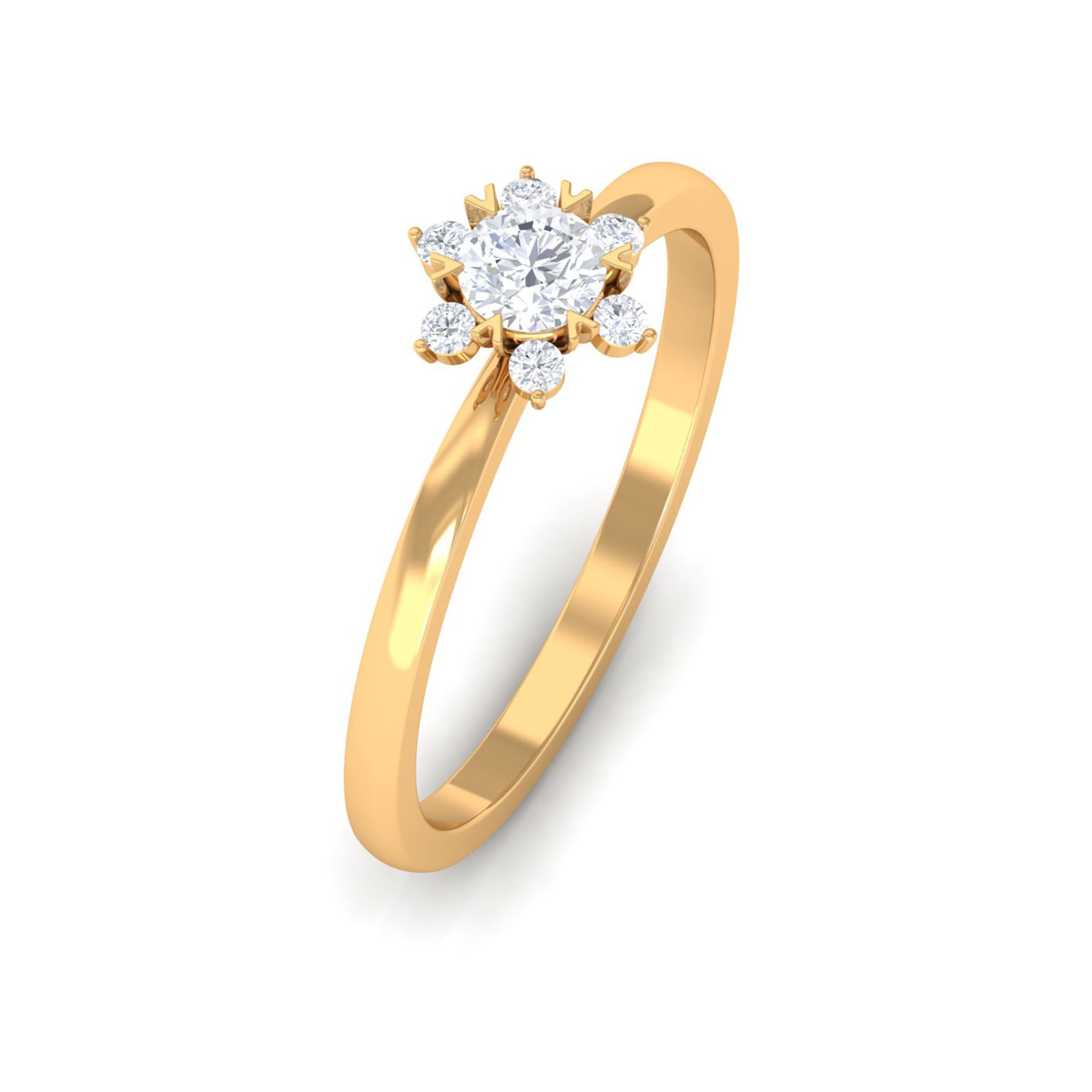 Round Moissanite Flower Promise Ring Moissanite - ( D-VS1 ) - Color and Clarity - Rosec Jewels