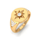 Round Diamond Signet Ring in Bezel Setting Diamond - ( HI-SI ) - Color and Clarity - Rosec Jewels