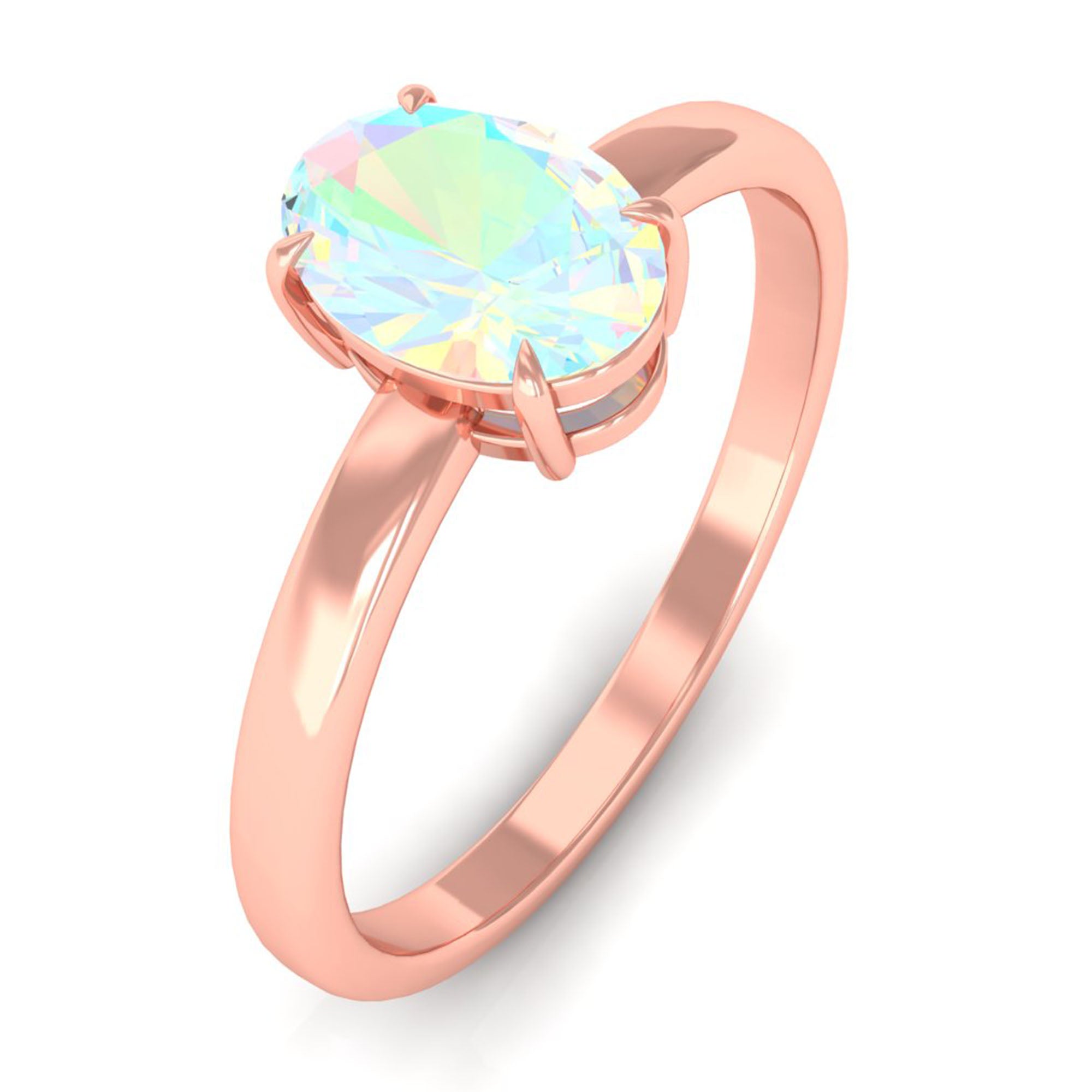 5X7 MM Oval Cut Ethiopian Opal Solitaire Ring in Claw Setting Ethiopian Opal - ( AAA ) - Quality - Rosec Jewels