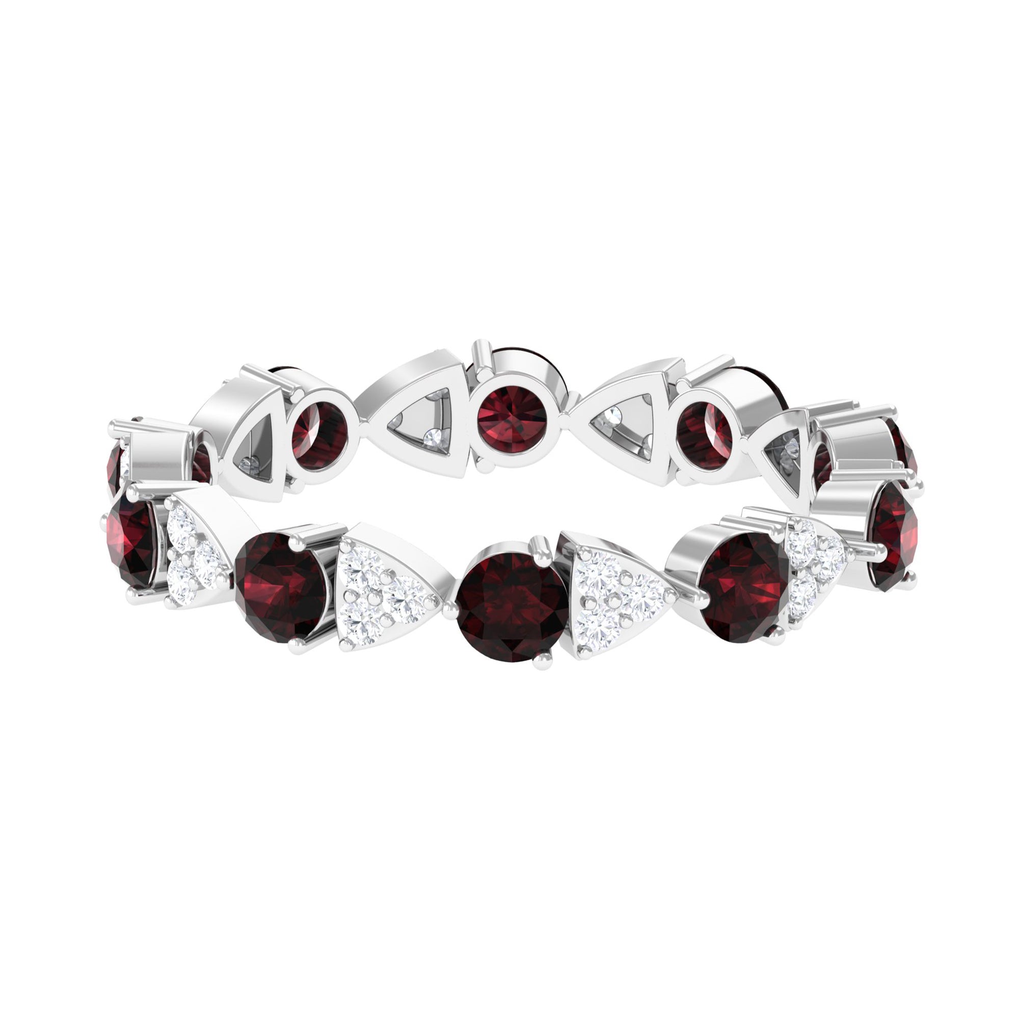 Alternate Garnet and Diamond Eternity Ring Garnet - ( AAA ) - Quality - Rosec Jewels