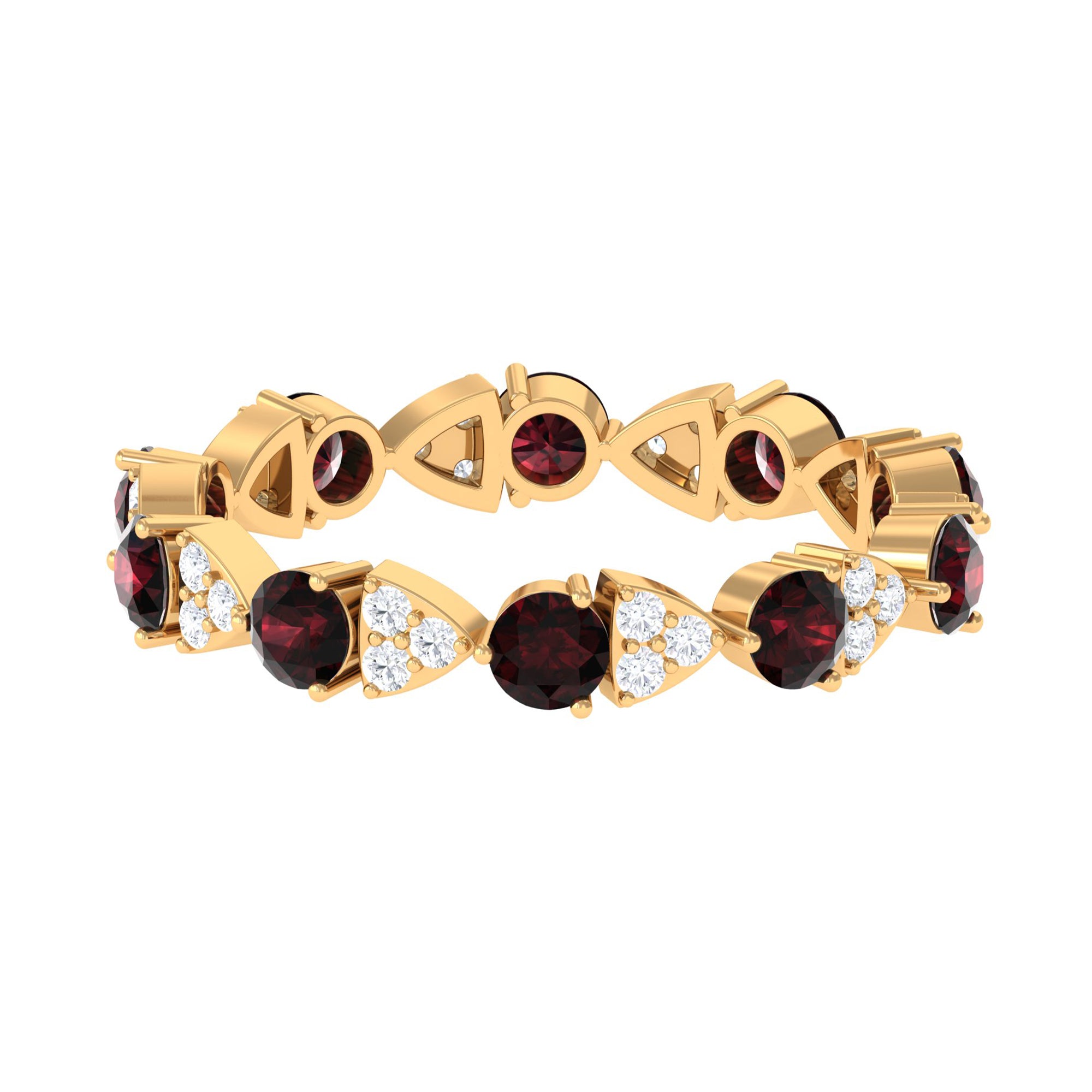 Alternate Garnet and Diamond Eternity Ring Garnet - ( AAA ) - Quality - Rosec Jewels