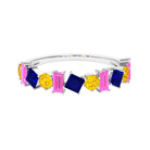 1.75 CT Multi Color Sapphire Half Eternity Ring Blue Sapphire - ( AAA ) - Quality - Rosec Jewels