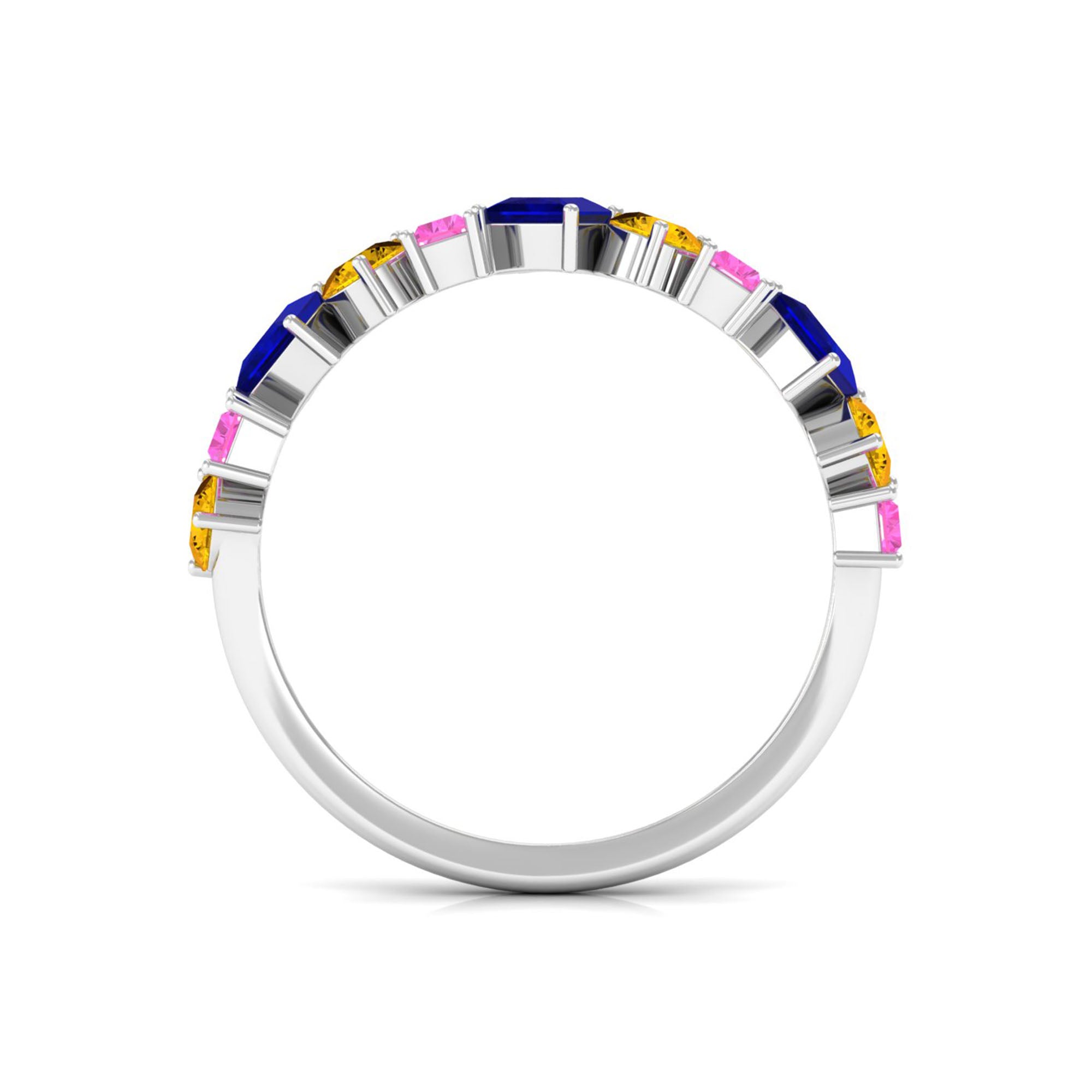 1.75 CT Multi Color Sapphire Half Eternity Ring Blue Sapphire - ( AAA ) - Quality - Rosec Jewels