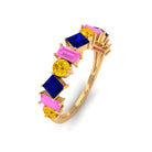 1.75 CT Multi Color Sapphire Half Eternity Ring Blue Sapphire - ( AAA ) - Quality - Rosec Jewels