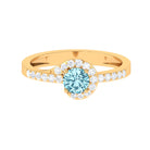 3/4 Ct Aquamarine and Diamond Halo Engagement Ring Aquamarine - ( AAA ) - Quality - Rosec Jewels