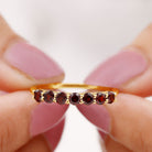 0.75 CT Seven Stone Garnet Ring in Basket Setting for Her Garnet - ( AAA ) - Quality - Rosec Jewels