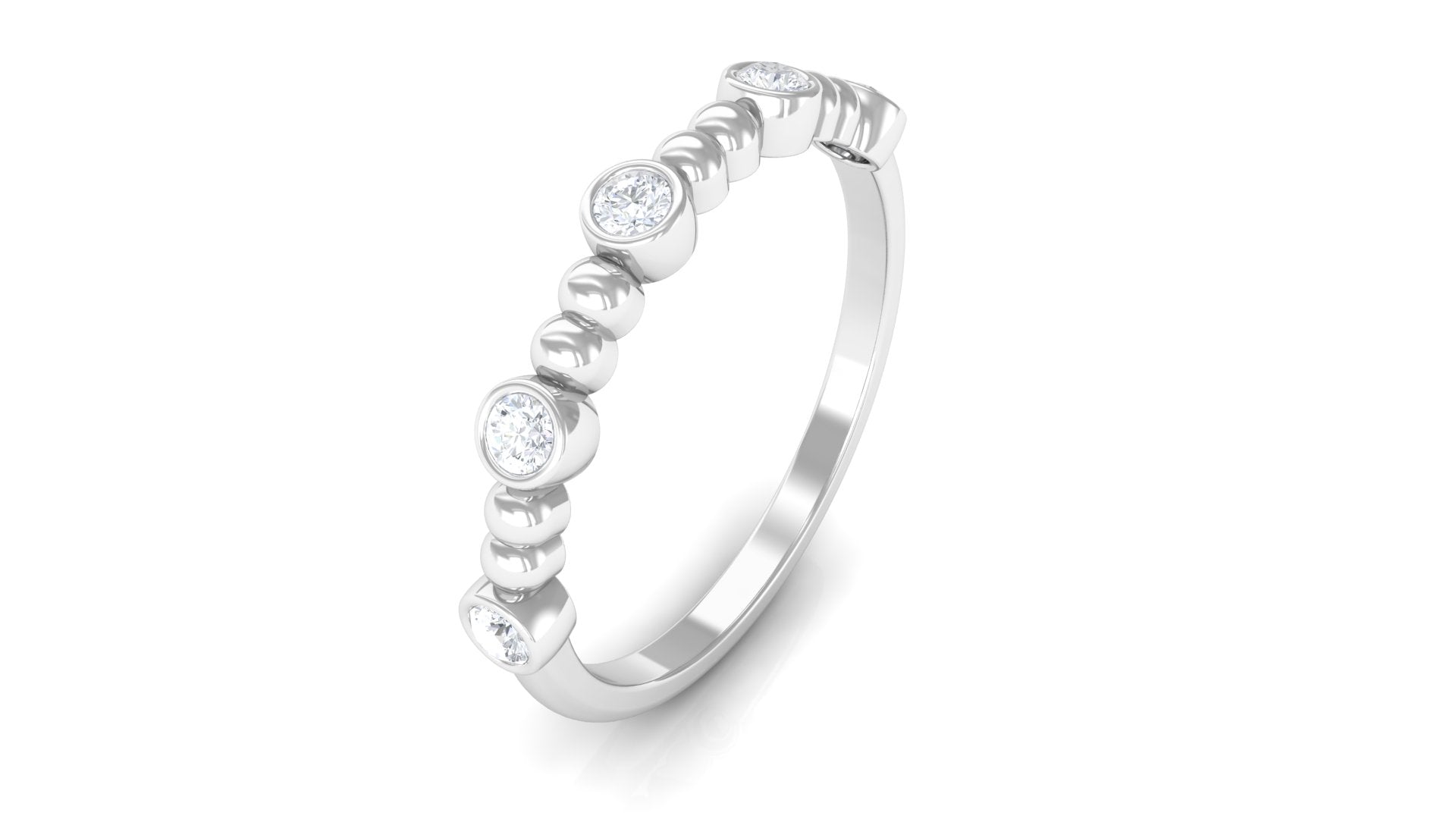 Natural Diamond Beaded Half Eternity Stackable Ring Diamond - ( HI-SI ) - Color and Clarity - Rosec Jewels