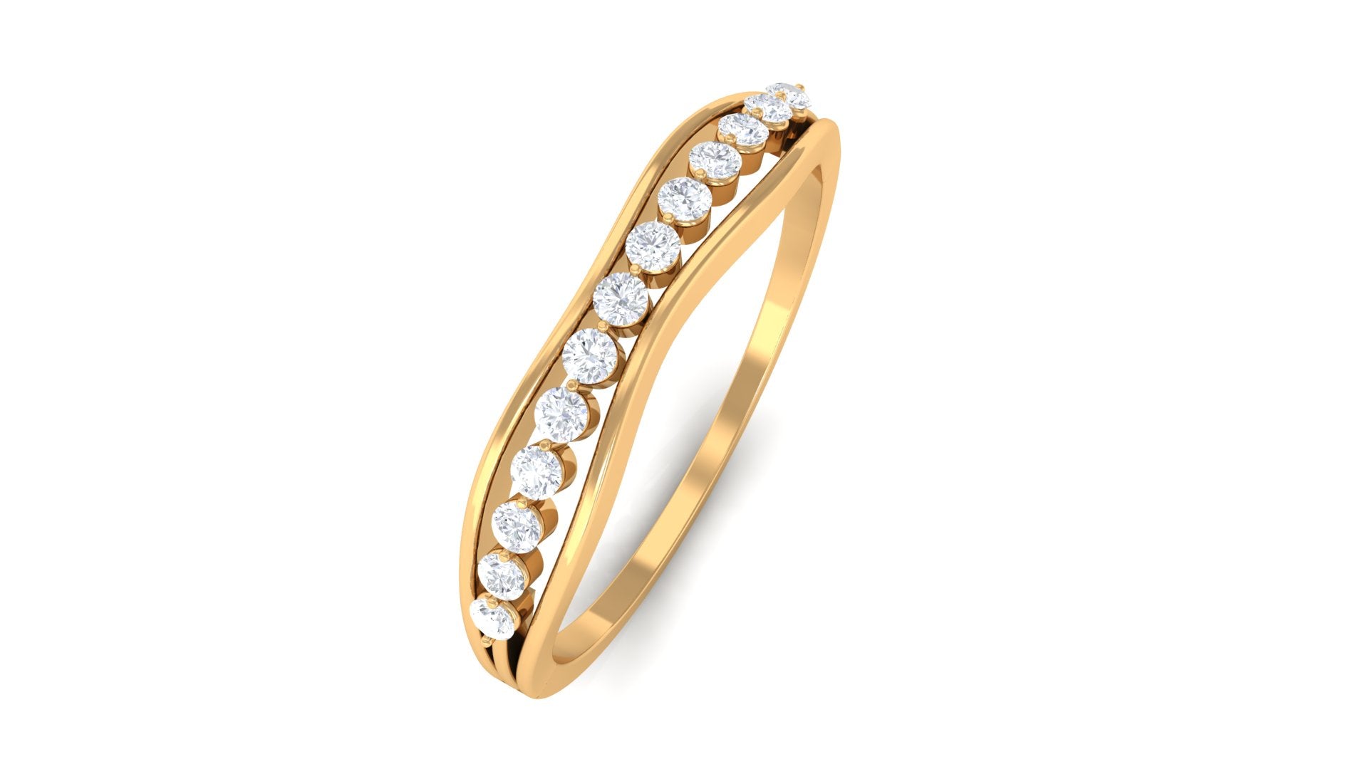 Natural Diamond Half Eternity Minimal Stackable Ring Diamond - ( HI-SI ) - Color and Clarity - Rosec Jewels