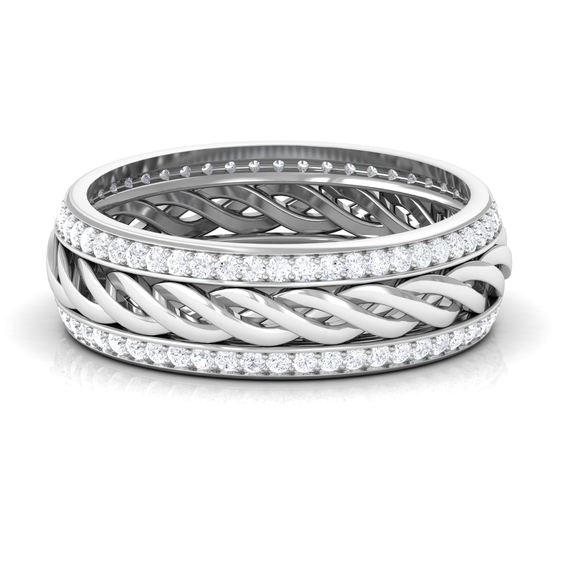 Round Diamond Twisted Rope Band Ring Diamond - ( HI-SI ) - Color and Clarity - Rosec Jewels