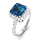 Crown Shank London Blue Topaz Engagement Ring with Diamond Accent London Blue Topaz - ( AAA ) - Quality - Rosec Jewels