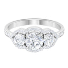 2 CT Certified Moissanite Three Stone Statement Engagement Ring Moissanite - ( D-VS1 ) - Color and Clarity - Rosec Jewels