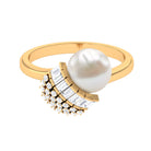 8.25 CT Freshwater Pearl and Diamond Cocktail Engagement Ring Freshwater Pearl - ( AAA ) - Quality - Rosec Jewels