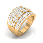 Zircon Statement Wide Wedding Band Ring Zircon - ( AAAA ) - Quality - Rosec Jewels