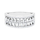 Baguette and Round Wide Diamond Band Ring Diamond - ( HI-SI ) - Color and Clarity - Rosec Jewels