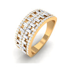 Baguette and Round Wide Diamond Band Ring Diamond - ( HI-SI ) - Color and Clarity - Rosec Jewels