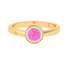 Pink Sapphire and Diamond Halo Engagement Ring Pink Sapphire - ( AAA ) - Quality - Rosec Jewels