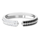 1/2 CT Black and White Diamond Contemporary Cuff Eternity Ring Black Diamond - ( AAA ) - Quality - Rosec Jewels