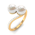 Moi et Toi Freshwater Pearl Bypass Ring with Diamond Freshwater Pearl - ( AAA ) - Quality - Rosec Jewels