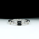 Contemporary Black Onyx and Diamond Half Eternity Band Ring Black Onyx - ( AAA ) - Quality - Rosec Jewels