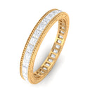 1 CT Princess Cut Zircon Eternity Band with Gold Milgrain Zircon - ( AAAA ) - Quality - Rosec Jewels