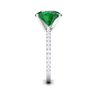 10 MM Round Created Emerald Solitaire Engagement Ring with Diamond Lab Created Emerald - ( AAAA ) - Quality - Rosec Jewels