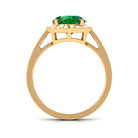 Round Shape Created Emerald Classic Halo Engagement Ring with Diamond Lab Created Emerald - ( AAAA ) - Quality - Rosec Jewels