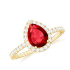 Pear Cut Lab Created Ruby Engagement Ring with Diamond Accent Lab Created Ruby - ( AAAA ) - Quality - Rosec Jewels