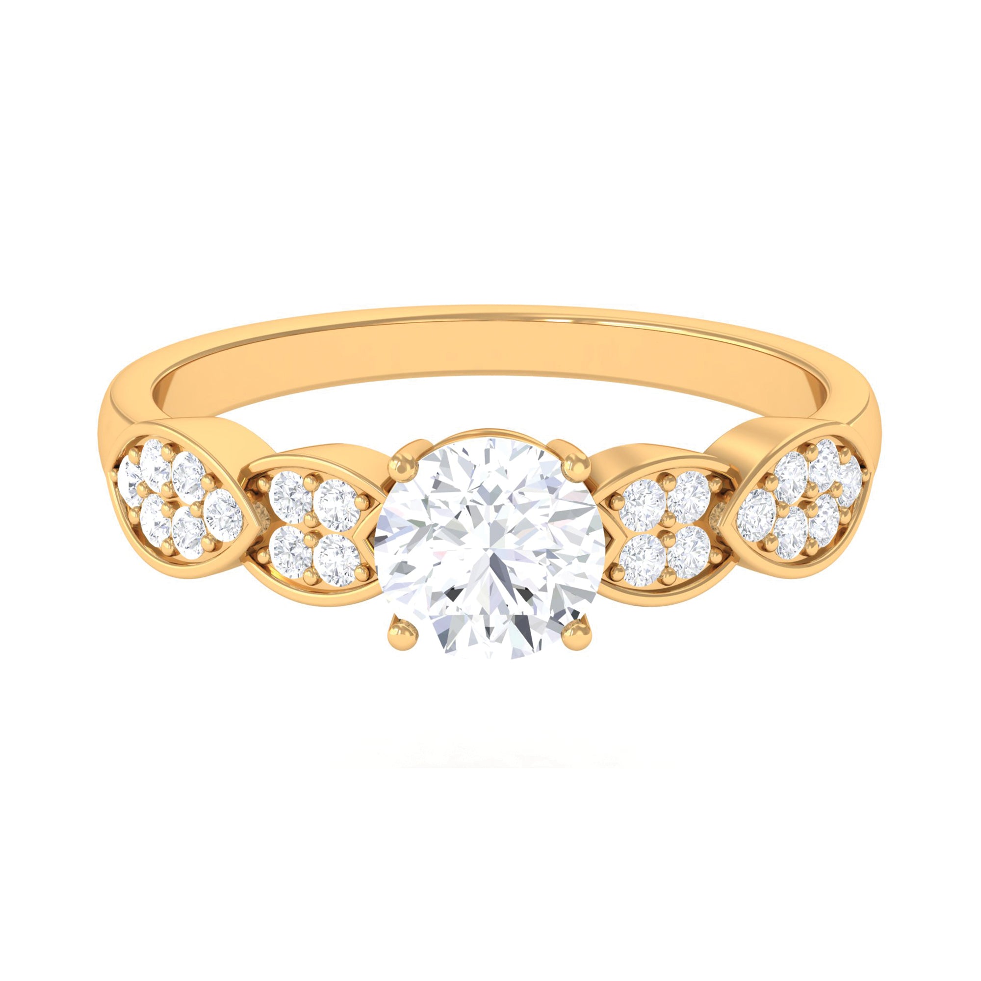 1.50 CT Classic Round Zircon Solitaire Engagement Ring in Gold Zircon - ( AAAA ) - Quality - Rosec Jewels