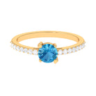 1 CT Swiss Blue Topaz Solitaire Promise Ring with Diamond Swiss Blue Topaz - ( AAA ) - Quality - Rosec Jewels