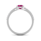 1 CT Real Pink Tourmaline Solitaire Promise Ring with Diamond Side Stones Pink Tourmaline - ( AAA ) - Quality - Rosec Jewels