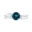 1 CT London Blue Topaz Solitaire Double Band Ring with Diamond London Blue Topaz - ( AAA ) - Quality - Rosec Jewels