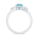 Swiss Blue Topaz Solitaire Double Band Ring with Diamond Swiss Blue Topaz - ( AAA ) - Quality - Rosec Jewels