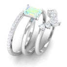 Solitaire Ethiopian Opal Trio Wedding Ring Set with Moissanite Ethiopian Opal - ( AAA ) - Quality - Rosec Jewels